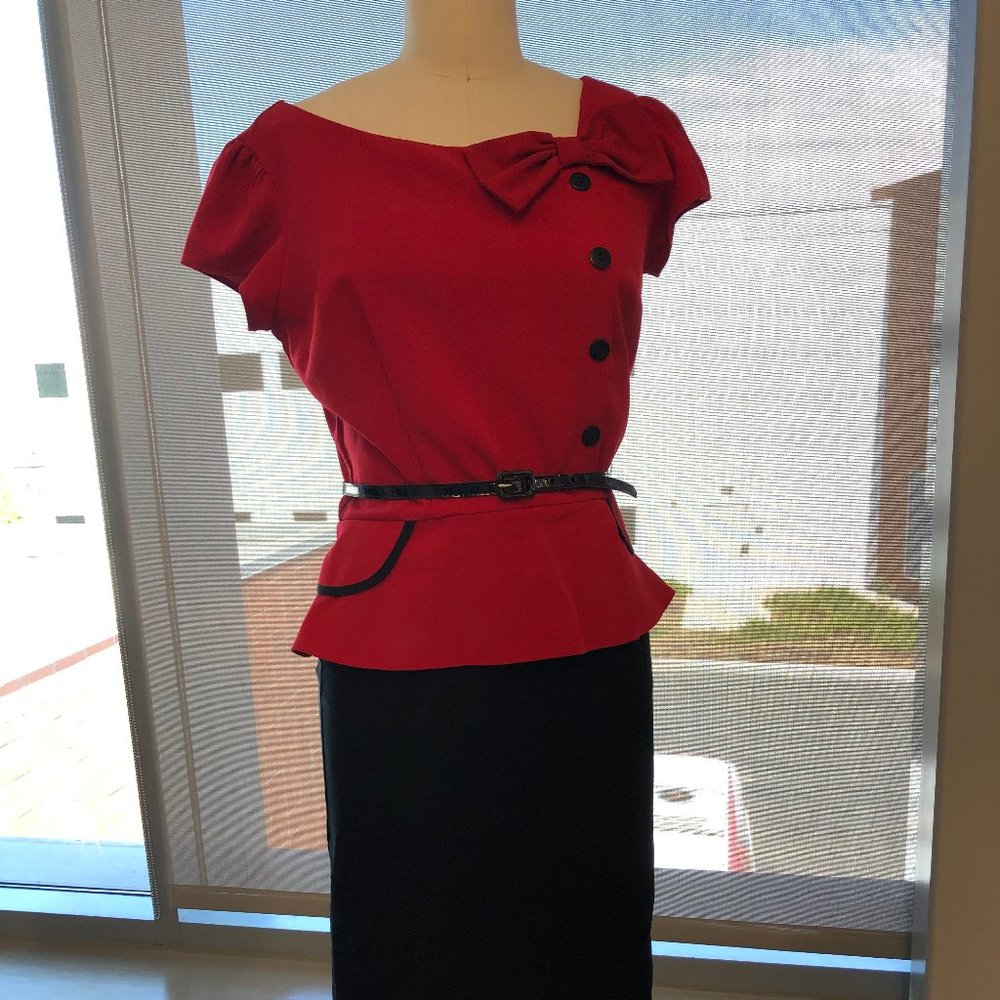 Stop Staring Fitted Red and Black Wiggle Dress 1X/14 - Gently Used